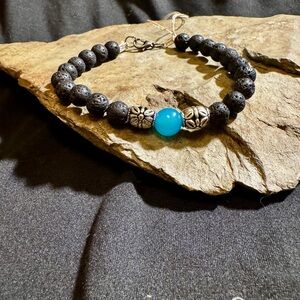 Men's Black and Blue Beaded Bracelet